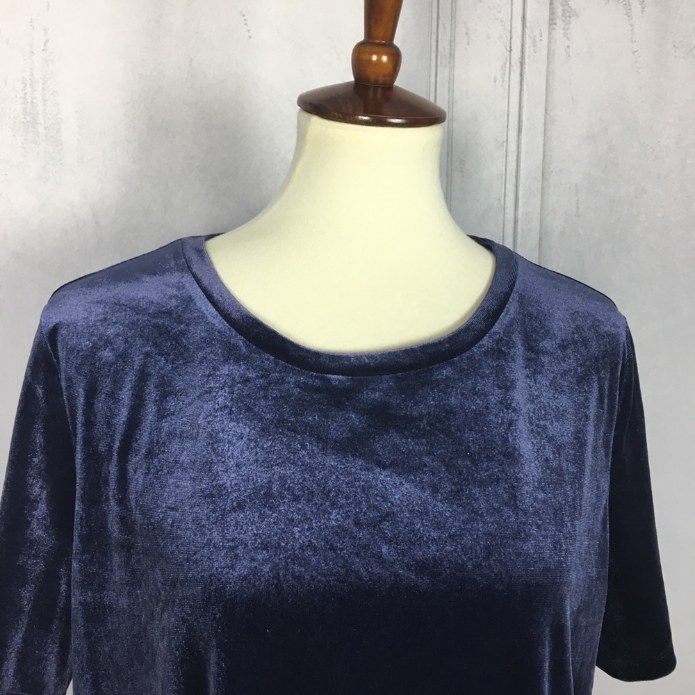 Old Navy Blue Velvet Short Sleeve Tee Sz L - Picture 5 of 7
